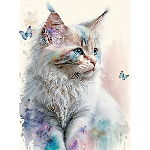 Stalente Diamond Painting Erwachsene Set Katzen, 5D Diamond painting Tiere, Rund Full Drill Diamond Painting for Home Wall Decoration Gift 30x40cm/12x16in von Stalente