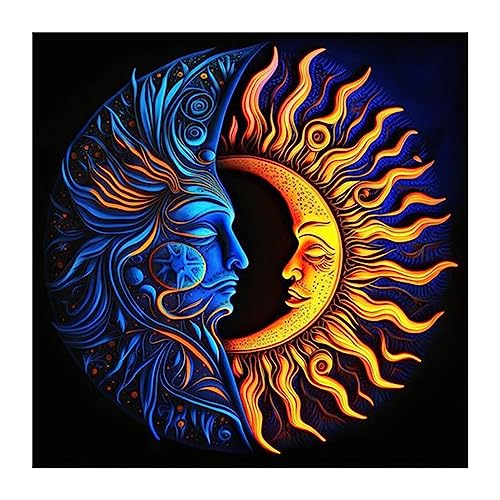 Stalente Diamond Painting Erwachsene Set Sun and Moon, Round Full Drill Diamond Art Kits, 5D DIY Paint with Diamonds Crafts for Home Wall Decoration Gifts 30x30cm/12×12Inch von Stalente