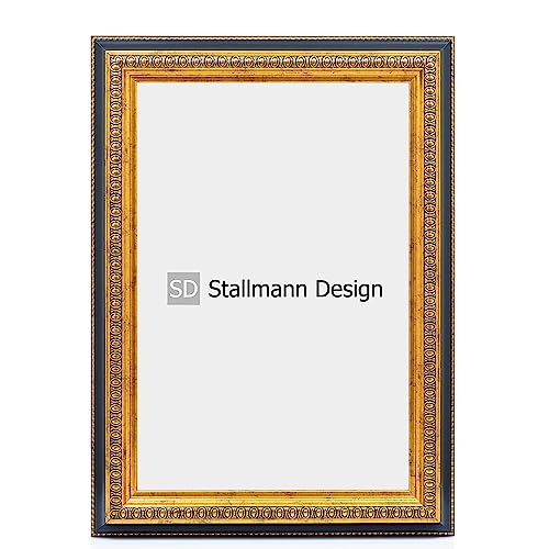 Stallmann Design Barockrahmen “FAME” | 18x24 cm | Gold-schwarz | Echtholz-Bilderrahmen antik | 80 andere Größen verfügbar | Fotorahmen aus Holz im Vintagestyle von Stallmann Design
