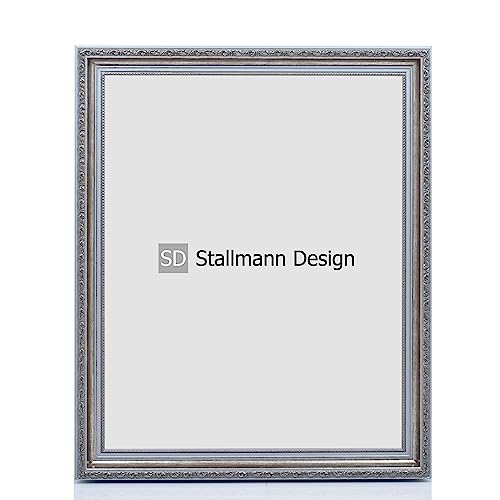 Stallmann Design Barockrahmen “OIA” | 10x15 cm | Silber | Echtholz-Bilderrahmen antik | mit Kunstglas | Fotorahmen aus Holz im Vintagestyle von Stallmann Design