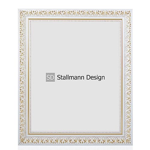Stallmann Design Bilderrahmen Barockrahmen SWAN | 20x20 cm | Weiß | Echtholz-Bilderrahmen antik | 80 andere Größen verfügbar | Fotorahmen aus Holz im Vintagestyle von Stallmann Design