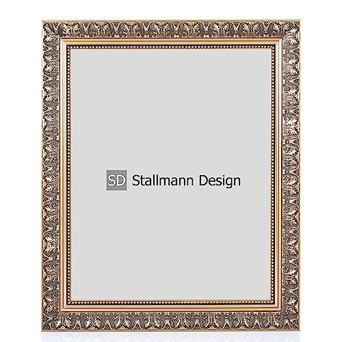 Stallmann Design Bilderrahmen Barockrahmen SWAN | 30x30 cm | Gold | Echtholz-Bilderrahmen antik | 80 andere Größen verfügbar | Fotorahmen aus Holz im Vintagestyle von Stallmann Design