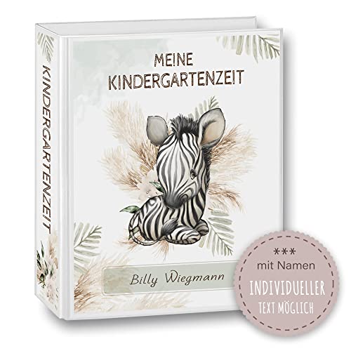 Kindergarten Ordner personalisiert mit Namen und Wunschtext Safaro Zebra A4 - Meine Kindergartenzeit Kindergartenordner Portfolioordner Sammelordner Junge Mädchen von Stammbuchshop