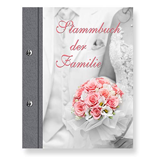 Stammbuchshop stb_Wedding a5 Familienstammbuch, Grau, Rosa, 23 x 18 x 1,7 cm von Stammbuchshop