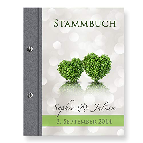 Stammbuch der Familie personalisiert 'Tree' Einband grau A5 Familienbuch Familienstammbuch Stammbaum Stammbücher Holzbuch Hochzeit von Stammbuchshop