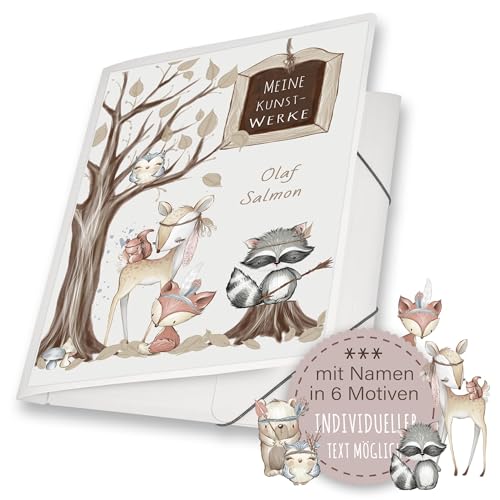 Zeichenmappe A4 oder A3 Schule Kindergarten Mappe personalisiert Namen Jesen Bär Fuchs Eule Reh Eichhörnchen Waschbär - Kunstwerke Erinnerungsmappe Sammelmappe Junge Mädchen Zeichenmappe A4 oder A3 Schule Kindergarten Mappe personalisiert Namen Jesen Bär Fuchs Eule Reh Eichhörnchen Waschbär - Kunstwerke Erinnerungsmappe Sammelmappe Junge Mädchen von Stammbuchshop