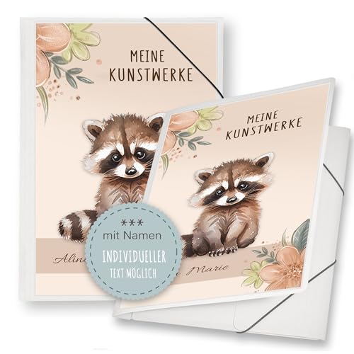 Zeichenmappe A4 oder A3 Schule Kindergarten Mappe personalisiert mit Namen Racoon Waschbär Ogange - Kunstwerke Erinnerungsmappe Sammelmappe Junge Mädchen Zeichenmappe A4 oder A3 Schule Kindergarten Mappe personalisiert mit Namen Racoon Waschbär Ogange - Kunstwerke Erinnerungsmappe Sammelmappe Junge Mädchen von Stammbuchshop
