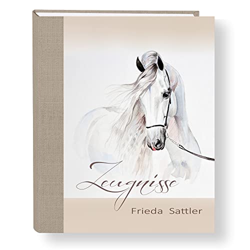 Zeugnismappe personalisiert White Horse A4 ca. 31x24 cm beige Zeugnisbuch Pferd Urkundenmappe Einschulung Schulanfang Zeugnismappe personalisiert White Horse A4 ca. 31x24 cm beige Zeugnisbuch Pferd Urkundenmappe Einschulung Schulanfang von Stammbuchshop