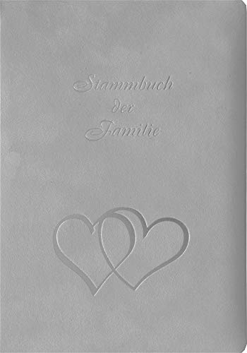 Stammbuch Gries, grau, hochwertiges Velours, Herzen verschlungen, Silberprägung, Stammbuchformat von Stammbuchverlag