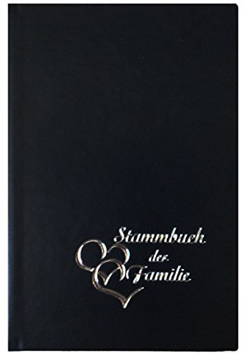 Stammbuch Herzen, dunkelblau, Lederstruktur, Herzprägung Silber, Stammbuchformat von Stammbuchverlag