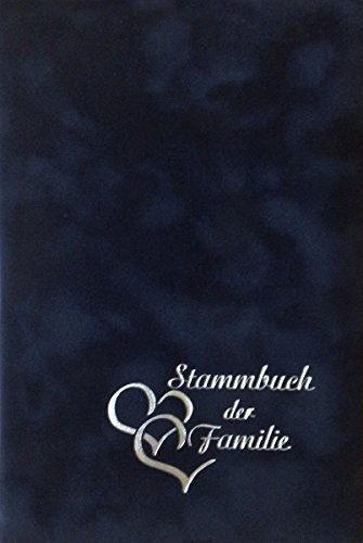 Stammbuch Herzen, dunkelblau, Velours, Herzprägung Silber, Stammbuchformat von Stammbuchverlag