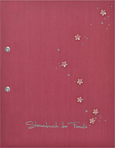 Stammbuch Patty, rosa, aufgearbeitete Blümchen, modernes Design, Format A4 von Stammbuchverlag