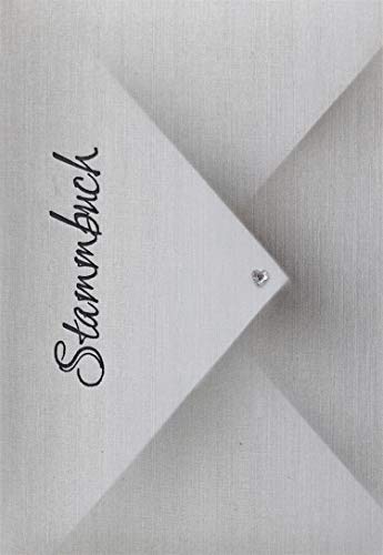 Stammbuch ROLF, grau, Designfolie Leinenoptik, Farbprägung schwarz, Kristallherz, Stammbuchformat von Stammbuchverlag
