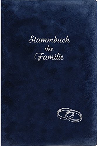 Stammbuch Ringe, blau, Velours, Prägung Silber, Stammbuchformat von Stammbuchverlag