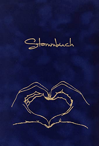 Stammbuchverlag Stammbuch Herz mit Hand, dunkelblau, Velours, Goldprägung, Stammbuchformat von Stammbuchverlag