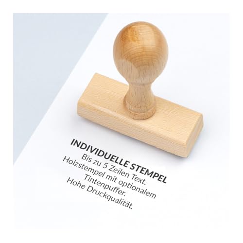 Holzstempel mit Wunschtext personalisieren, individueller Stempel als Namensstempel, Adressstempel (Klein (40x18mm)) von Stamp by Me
