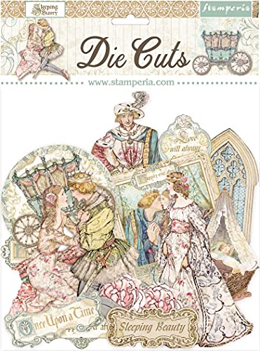 Stamperia DFLDC39 Assorted Sleeping Beauty Verschiedene Stanzformen – Dornröschen, bag of die cuts, 6 Piece von Stamperia