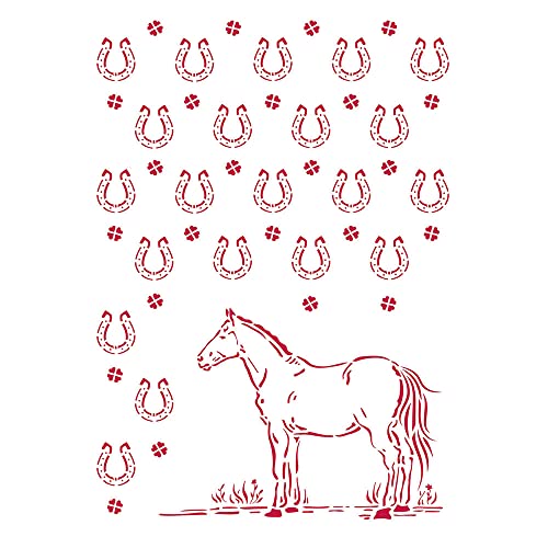 Stamperia International KSG468 G Stencil - Romantic Horseshoes Pattern G Schablone – Romantisches Hufeisen Muster, verschieden, A4 von Stamperia