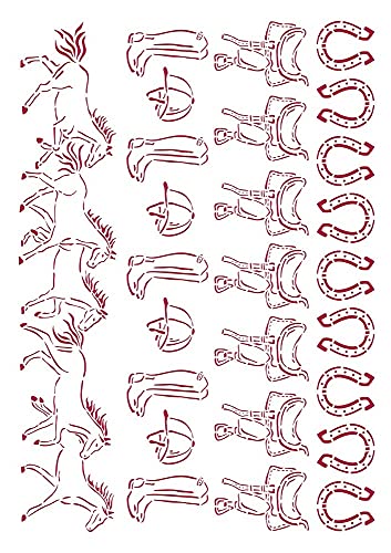 Stamperia KSG470 G Stencil-Romantic Running Horses G Schablone – Romantische laufende Pferde, Verschieden, A4, 3 Piece von Stamperia