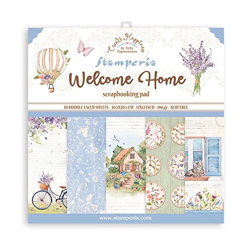 Stamperia International Scrapbooking Pad 10 sheets cm 30,5x30,5 (12"x12") - Create Happiness Welcome Home von Stamperia