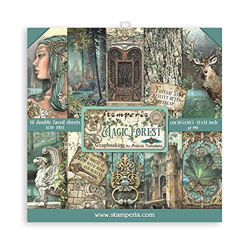 Scrapbooking Pad 10 Sheets CM 30.5x30.5 (12 "X12") - Magic Forest von Stamperia