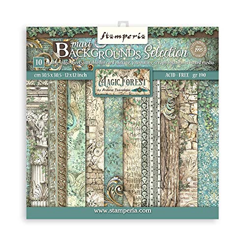 Scrapbooking Pad 10 Sheets CM 30.5x30.5 (12 "X12") Maxi Background Selection - Magic Forest von Stamperia