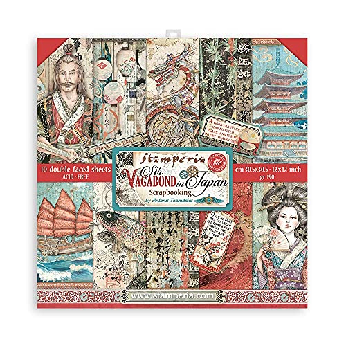 Stamperia Scrapbooking Pad 10 Sheets CM 30.5x30.5 (12 "X12) - Sir Vagabond in Japan von Stamperia