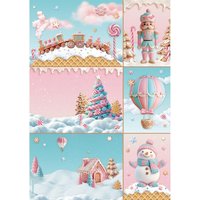Motiv-Strohseide "Candy Christmas - Cards" Motiv-Strohseide "Candy Christmas - Cards" von Stamperia