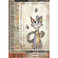 Motiv-Strohseide "Furry Friends - Cats and Butterfly" Motiv-Strohseide "Furry Friends - Cats and Butterfly" von Stamperia