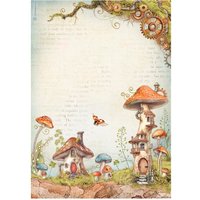 Motiv-Strohseide "Hidden Grove - Mushroom Houses" von Stamperia