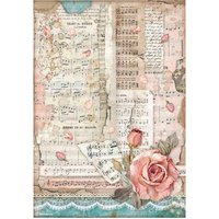 Motiv-Strohseide "Rosen und Musik" Motiv-Strohseide "Rosen und Musik" von Stamperia