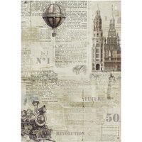 Motiv-Strohseide "Voyages Fantastiques - Sepia Background" von Stamperia