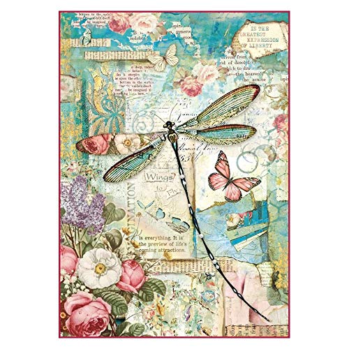 STAMPERIA DFSA4309 A4 Decoupage Reispapier verpackt Wunderland Libelle, Mehrfarbig, 29.7 x 21 STAMPERIA DFSA4309 A4 Decoupage Reispapier verpackt Wunderland Libelle, Mehrfarbig, 29.7 x 21 von Stamperia