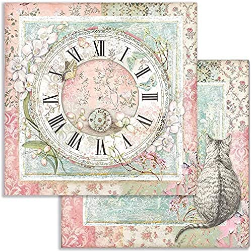 STAMPERIA INTERNATIONAL, KFT SBB753 Scrapbooking Papier zweiseitig Uhr und Katze, 31.5cmX30.5cm STAMPERIA INTERNATIONAL, KFT SBB753 Scrapbooking Papier zweiseitig Uhr und Katze, 31.5cmX30.5cm von Stamperia