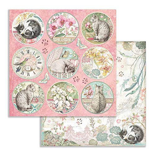 STAMPERIA INTERNATIONAL, KFT SBB756 Scrapbooking Papier zweiseitig Orchid Rounds, 31.5cmX30.5cm von Stamperia