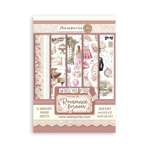 STAMPERIA INTERNATIONAL, KFT Washi Album 8 sheets A5 - Romance Forever von Stamperia