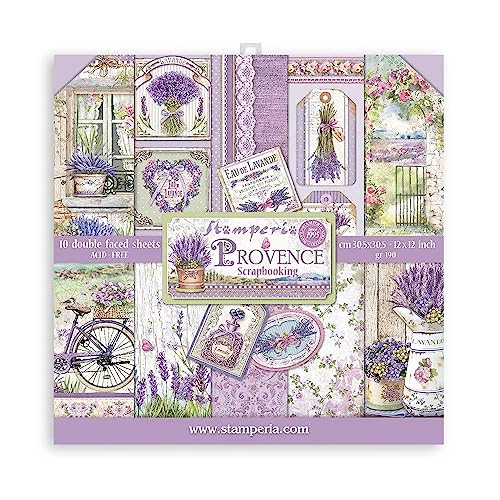 STAMPERIA INTL, KFT (3PL) Scrapbooking Pad 10 sheets cm 30,5x30,5 (12"x12") - Provence, Multicolor, SBBL105 von Stamperia