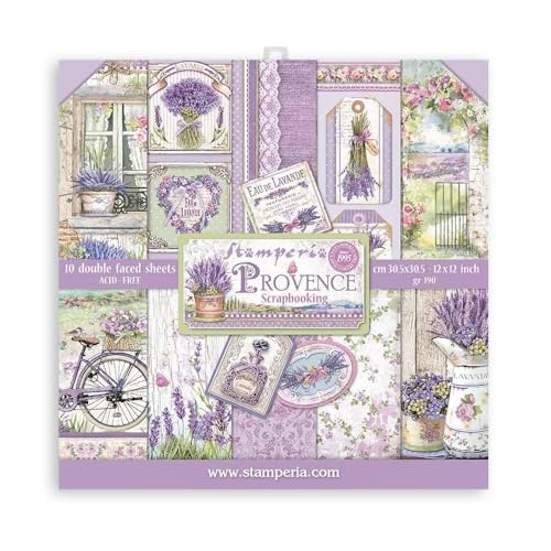 STAMPERIA INTL, KFT (3PL) Scrapbooking Pad 10 sheets cm 30,5x30,5 (12"x12") - Provence, Multicolor, SBBL105 von Stamperia