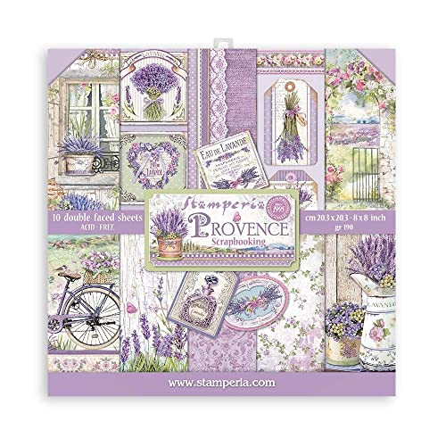 STAMPERIA INTL, KFT (3PL) Scrapbooking Small Pad 10 sheets cm 20,3X20,3 (8"X8") - Provence, Multicolor, SBBS53 von Stamperia
