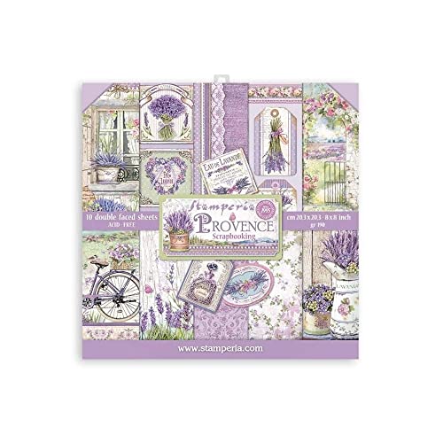 STAMPERIA INTL, KFT (3PL) Scrapbooking Small Pad 10 sheets cm 20,3X20,3 (8"X8") - Provence, Multicolor, SBBS53 von Stamperia