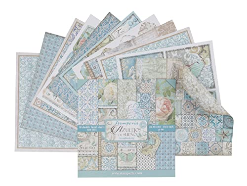 STAMPERIA Papierblock 10 Blätter 30.5 x 30.5 (12" x 12") Doppelseitig "Azulejos" von Stamperia
