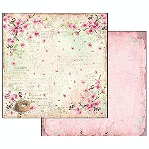 STAMPERIA SBB501 Doppelseitiges Papier Nest mit Blumen und Schriften, Mehrfarbig, 31.5 x 30.5 von Stamperia