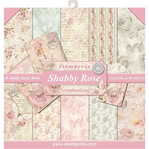 Stamperia - Scrapbook Paper Pad for Scrapbooking, Albums, Card Making, Bullet Journalling and More, Acid Free, Double-Sided, Perfect for Hobbies, Crafts, and Gifting (Shabby Rose) (30.5 x 30.5cm) Stamperia - Scrapbook Paper Pad for Scrapbooking, Albums, Card Making, Bullet Journalling and More, Acid Free, Double-Sided, Perfect for Hobbies, Crafts, and Gifting (Shabby Rose) (30.5 x 30.5cm) von Stamperia