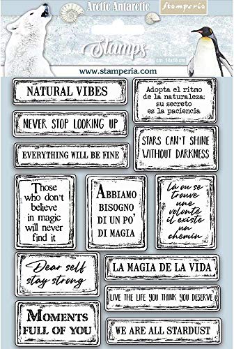 STAMPERIA WTKCC180 CLING STAMP HD Gummistempel aus Kautschuk cm.14x18 Quotes, Mehrfarbig von Stamperia