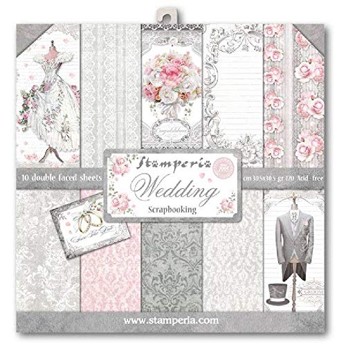 STAMPERIA Wedding Papierblock 10 Blätter doppelseitig Hochzeit, Papier, Mehrfarbig, 30 x 30 STAMPERIA Wedding Papierblock 10 Blätter doppelseitig Hochzeit, Papier, Mehrfarbig, 30 x 30 von Stamperia