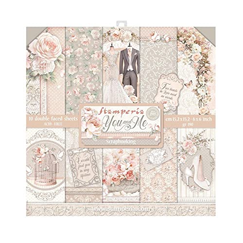 Scrapbooking Extra small Pad 10 sheets cm 15,24x15,24 (6"x6") - You and me von Stamperia