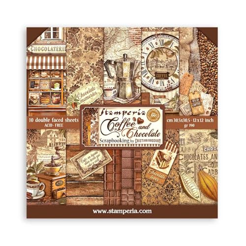 Scrapbooking Pad 10 sheets cm 30,5x30,5 (12"x12") - Coffee and Chocolate von Stamperia