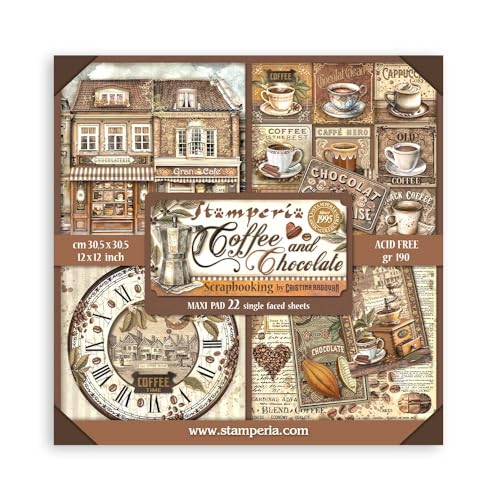 Scrapbooking Pad 22 sheets cm 30,5x30,5 (12"x12") Single face - Coffee and Chocolate von Stamperia