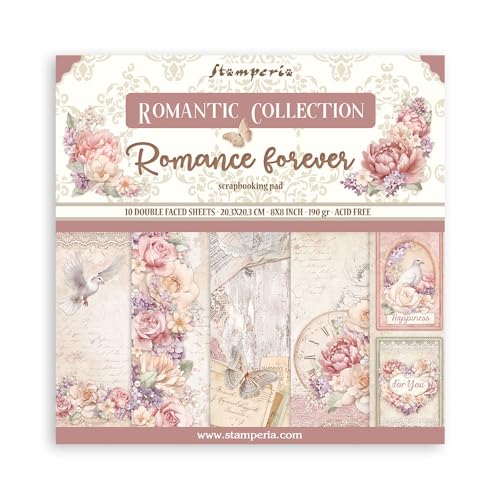 Scrapbooking Small Pad 10 sheets cm 20,3X20,3 (8"X8") - Romance Forever von Stamperia