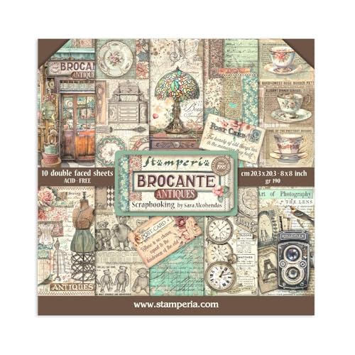 Stamperia - Scrapbook Paper Pad for Scrapbooking, Albums, Card Making, Bullet Journals, and More, Acid Free, Double-Sided, Perfect for Hobbies, Crafts, and Gifting (Brocante Antiques) (20.3 x 20.3cm) Stamperia - Scrapbook Paper Pad for Scrapbooking, Albums, Card Making, Bullet Journals, and More, Acid Free, Double-Sided, Perfect for Hobbies, Crafts, and Gifting (Brocante Antiques) (20.3 x 20.3cm) von Stamperia